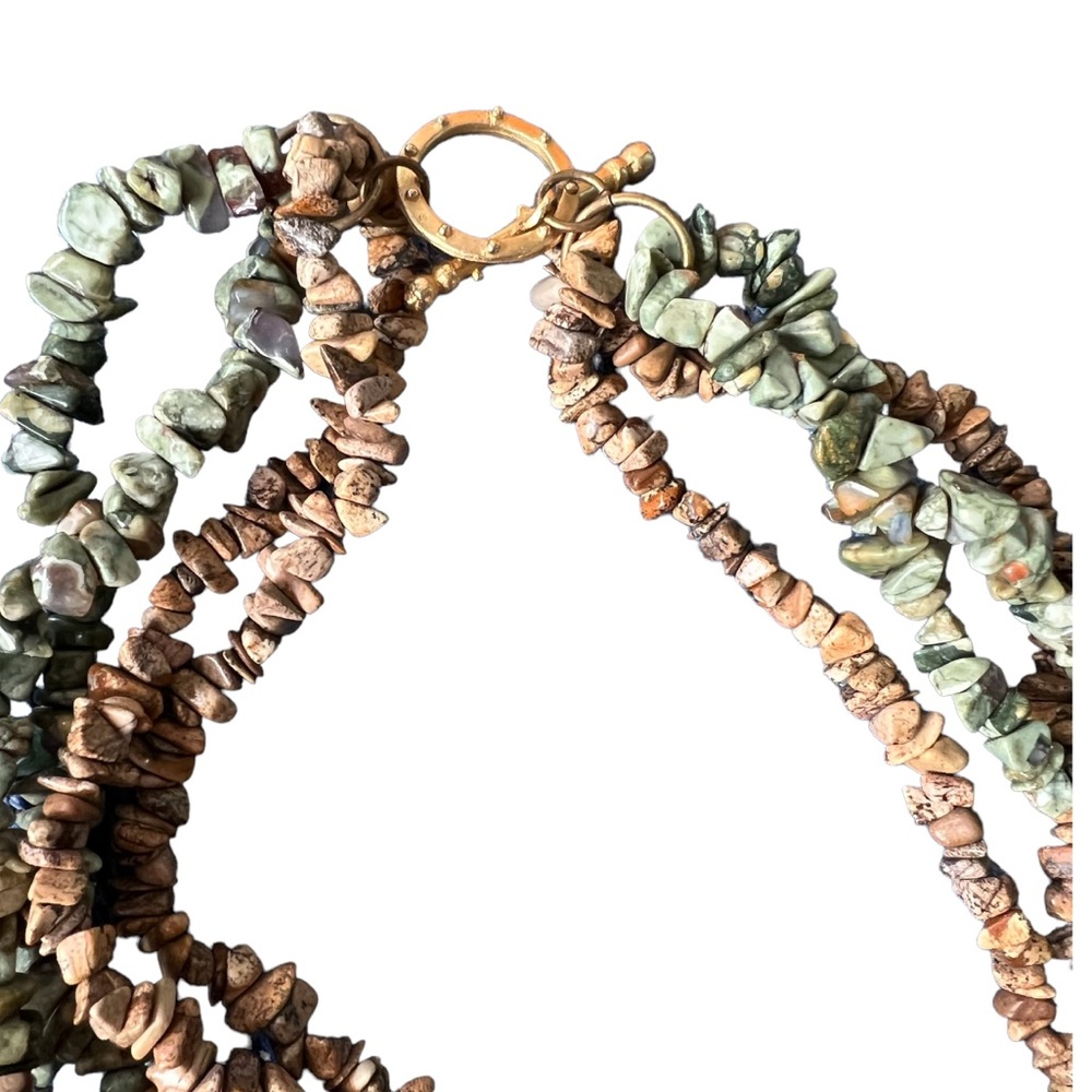 Vintage Stone & Copper Statement Necklace Chunky … - image 5